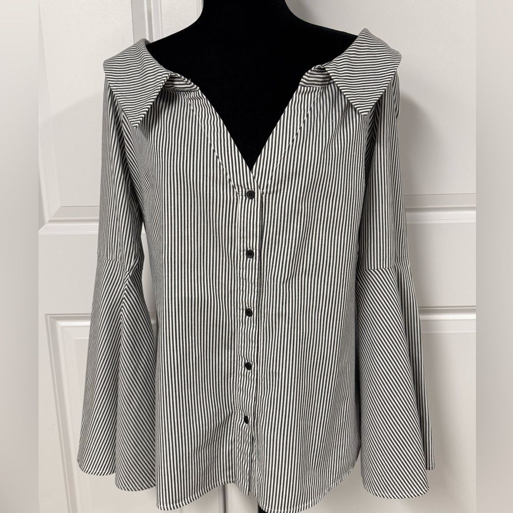 Socialite Striped Off The Shoulder Blouse